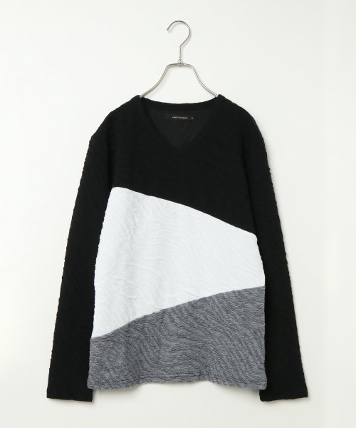 VENCEEXCHANGE（ヴァンスエクスチェンジ）の「フクレジャガード切り替え長袖Tシャツ（Tシャツ/カットソー・メンズ・ホワイト/ブラック/その他31/その他32・M/L）」の4枚目の写真