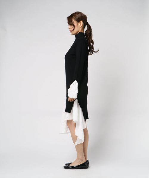 LUGG NAGG(ラグナグ)の「【Jewelobe/ ジュエローブ】 レイヤードデザインニットワンピース(ワンピース・レディース・ブラック/ネイビー・FREE)」の3枚目の写真