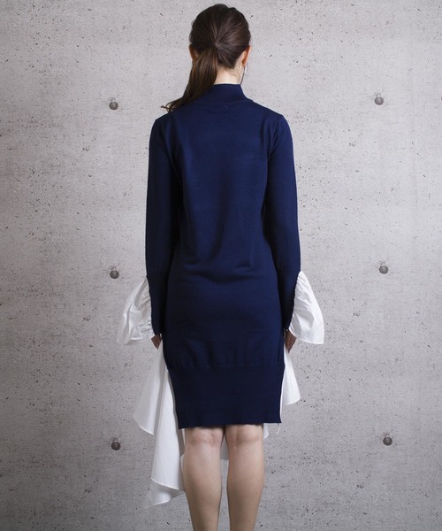LUGG NAGG(ラグナグ)の「【Jewelobe/ ジュエローブ】 レイヤードデザインニットワンピース(ワンピース・レディース・ブラック/ネイビー・FREE)」の8枚目の写真