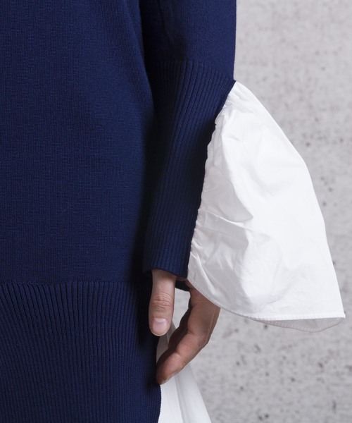 LUGG NAGG(ラグナグ)の「【Jewelobe/ ジュエローブ】 レイヤードデザインニットワンピース(ワンピース・レディース・ブラック/ネイビー・FREE)」の10枚目の写真