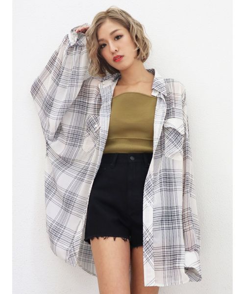 EMODA（エモダ）の「ボーイズエアリーシャツ（シャツ/ブラウス・レディース・ホワイト/ブラック/ブルー・FREE）」の4枚目の写真