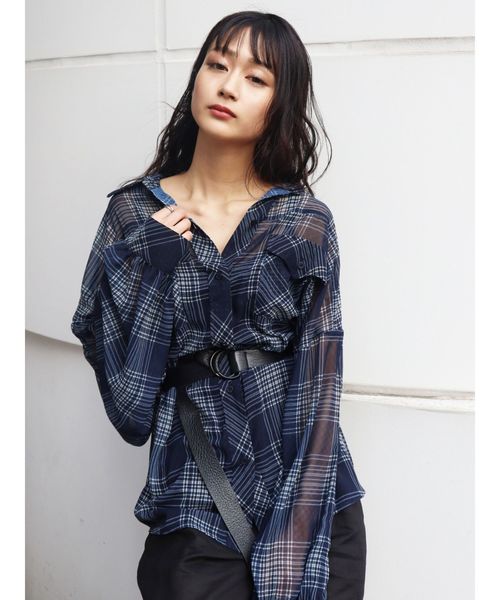 EMODA（エモダ）の「ボーイズエアリーシャツ（シャツ/ブラウス・レディース・ホワイト/ブラック/ブルー・FREE）」の14枚目の写真