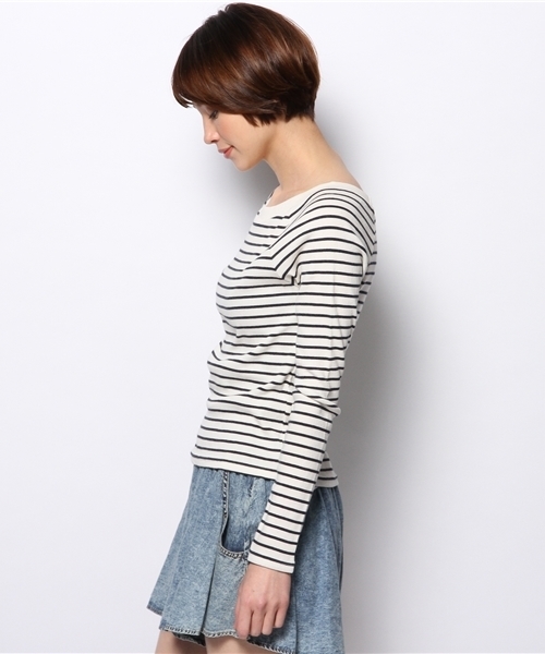 WEGO（ウィゴー）の「WEGO/オフショルダーボーダーセーター（ニット/セーター・レディース・サックスブルー/レッド/ブラック/ネイビー・FREE）」の6枚目の写真