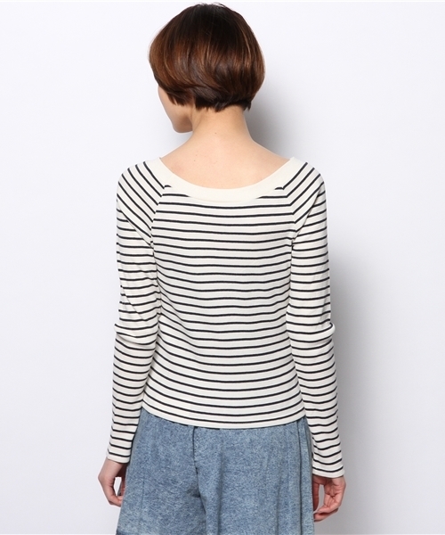 WEGO（ウィゴー）の「WEGO/オフショルダーボーダーセーター（ニット/セーター・レディース・サックスブルー/レッド/ブラック/ネイビー・FREE）」の7枚目の写真