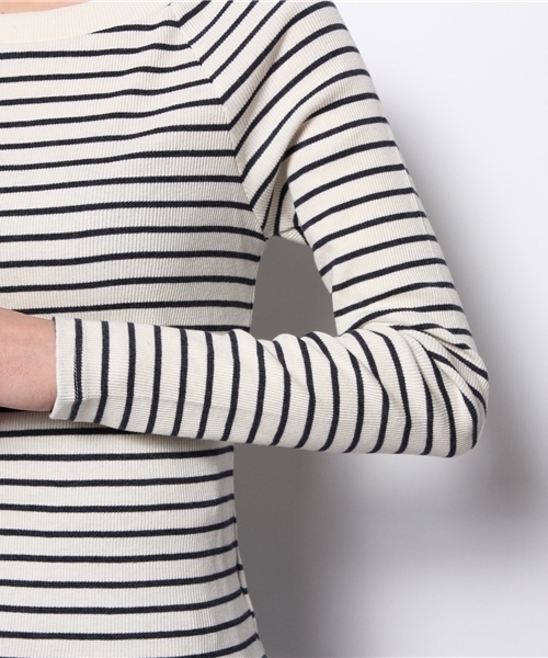 WEGO（ウィゴー）の「WEGO/オフショルダーボーダーセーター（ニット/セーター・レディース・サックスブルー/レッド/ブラック/ネイビー・FREE）」の9枚目の写真