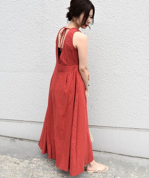 Khaju（カージュ）の「Khaju:バックシャンワンピース◇（ワンピース・レディース・ホワイト/レッド/カーキ/ブラック・ONE SIZE）」の8枚目の写真