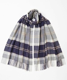 【Johnstons of Elgin / ジョンストンズ オブ エルガン】大判タータンチェック/カシミヤプレーンストール