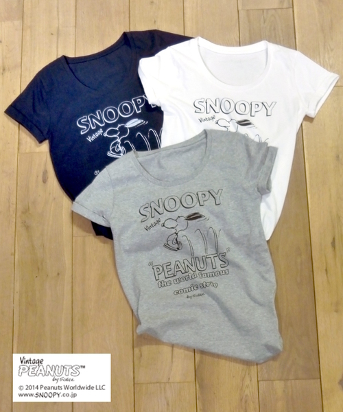 JOUR de Language(ジュールドランゲージ)の「☆【Jour de Language】Vintage Snoopy HOP プリント Tシャツ(Tシャツ/カットソー・レディース・ホワイト系/ライトグレー系/ネイビー系・1)」の5枚目の写真