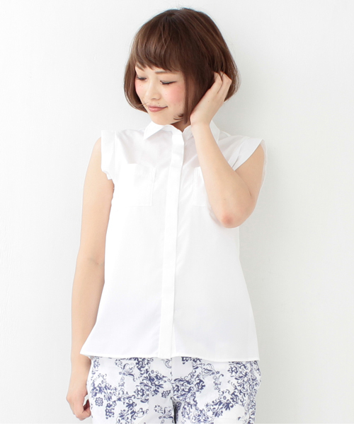 Ray BEAMS(レイビームス)の「Ray BEAMS / Wポケット ノースリーブシャツ(シャツ/ブラウス・レディース・ホワイト/ミント/サックスブルー・ONE SIZE)」の1枚目の写真