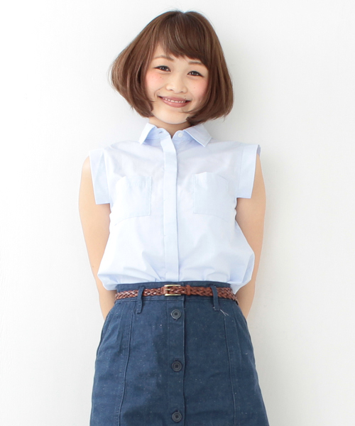 Ray BEAMS(レイビームス)の「Ray BEAMS / Wポケット ノースリーブシャツ(シャツ/ブラウス・レディース・ホワイト/ミント/サックスブルー・ONE SIZE)」の3枚目の写真