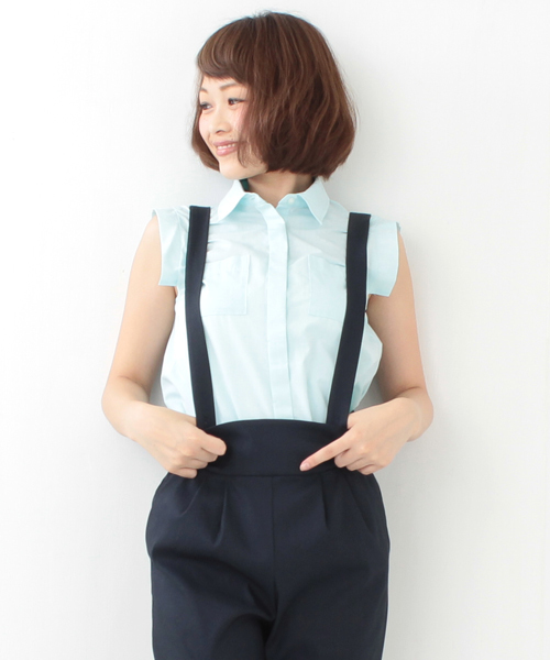 Ray BEAMS(レイビームス)の「Ray BEAMS / Wポケット ノースリーブシャツ(シャツ/ブラウス・レディース・ホワイト/ミント/サックスブルー・ONE SIZE)」の2枚目の写真