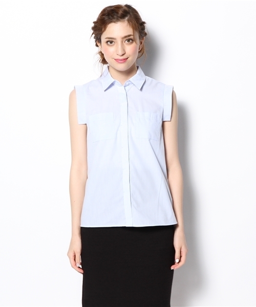 Ray BEAMS(レイビームス)の「Ray BEAMS / Wポケット ノースリーブシャツ(シャツ/ブラウス・レディース・ホワイト/ミント/サックスブルー・ONE SIZE)」の5枚目の写真