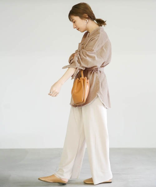 select MOCA（セレクトモカ）の「ランダムコーデュロイノーカラーシャツJK（ノーカラージャケット・レディース・アイボリー/ライトベージュ・FREE）」の18枚目の写真