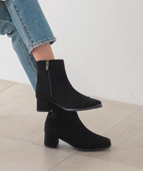 KOBE LETTUCE（コウベレタス）の「スクエアトゥライナーファーショートブーツ（ブーツ・レディース・ブラック/ダークブラウン/ブラック系その他/ブラウン系その他/グレイッシュベージュ/ブラウン系その他2/ブラック系その他2/アイボリー/キャメル/ホワイト系/ブラック系/ブラウン系/ブラック系その他3・S/M/L/LL）」の7枚目の写真