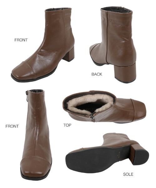 KOBE LETTUCE（コウベレタス）の「スクエアトゥライナーファーショートブーツ（ブーツ・レディース・ブラック/ダークブラウン/ブラック系その他/ブラウン系その他/グレイッシュベージュ/ブラウン系その他2/ブラック系その他2/アイボリー/キャメル/ホワイト系/ブラック系/ブラウン系/ブラック系その他3・S/M/L/LL）」の15枚目の写真