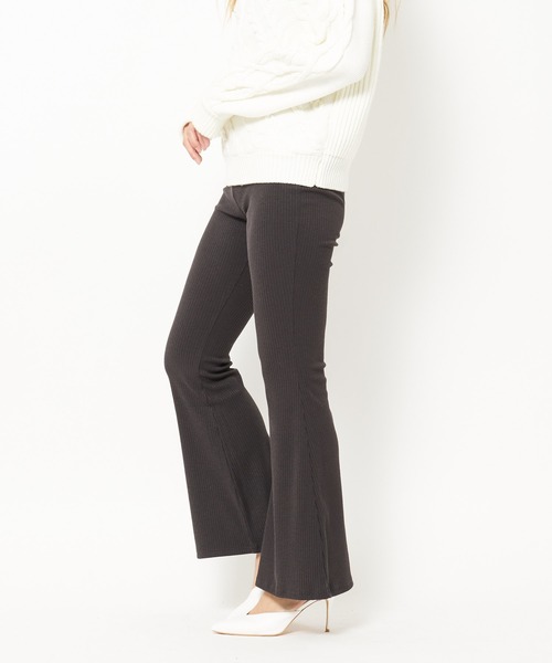 SPIRALGIRL（スパイラルガール）の「リブフレアパンツ（その他パンツ・レディース・ブラック/グレー/ベージュ/オフホワイト・FREE）」の11枚目の写真