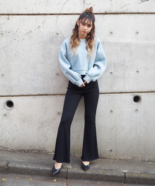 SPIRALGIRL（スパイラルガール）の「リブフレアパンツ（その他パンツ・レディース・ブラック/グレー/ベージュ/オフホワイト・FREE）」の14枚目の写真