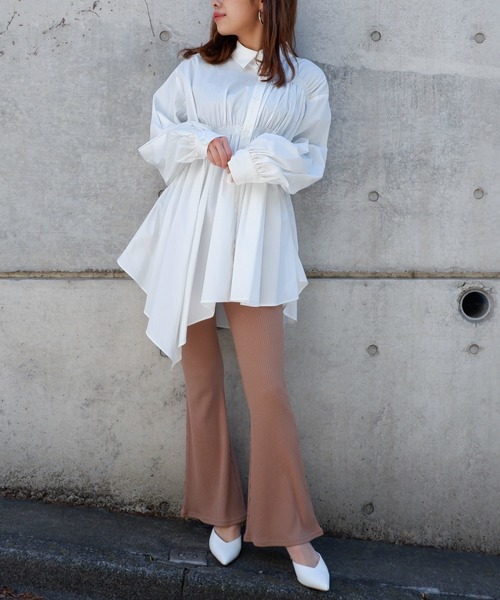 SPIRALGIRL（スパイラルガール）の「リブフレアパンツ（その他パンツ・レディース・ブラック/グレー/ベージュ/オフホワイト・FREE）」の17枚目の写真