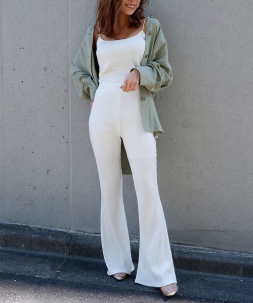 SPIRALGIRL（スパイラルガール）の「リブフレアパンツ（その他パンツ・レディース・ブラック/グレー/ベージュ/オフホワイト・FREE）」の15枚目の写真