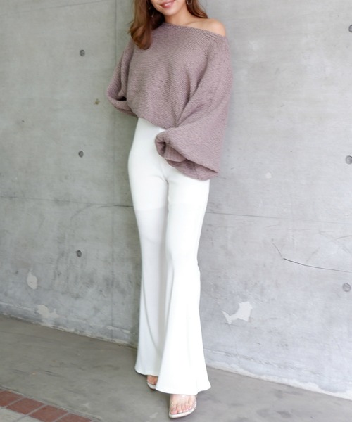 SPIRALGIRL（スパイラルガール）の「リブフレアパンツ（その他パンツ・レディース・ブラック/グレー/ベージュ/オフホワイト・FREE）」の21枚目の写真