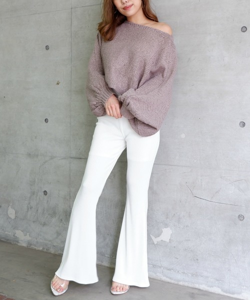 SPIRALGIRL（スパイラルガール）の「リブフレアパンツ（その他パンツ・レディース・ブラック/グレー/ベージュ/オフホワイト・FREE）」の20枚目の写真