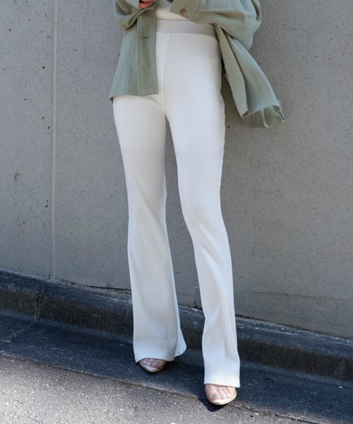 SPIRALGIRL（スパイラルガール）の「リブフレアパンツ（その他パンツ・レディース・ブラック/グレー/ベージュ/オフホワイト・FREE）」の19枚目の写真