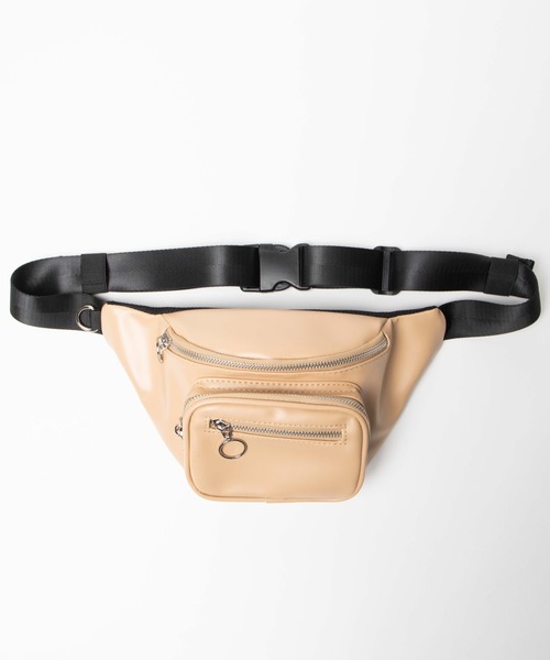 WEGO（ウィゴー）の「WEGO/リングジップフェイクレザーウエストバッグ（ボディバッグ/ウエストポーチ・レディース・ブラック/ベージュ/ライム/シルバー・FREE）」の3枚目の写真