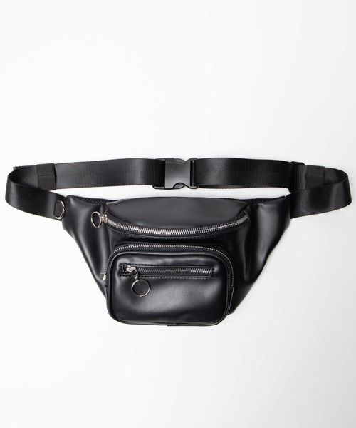 WEGO（ウィゴー）の「WEGO/リングジップフェイクレザーウエストバッグ（ボディバッグ/ウエストポーチ・レディース・ブラック/ベージュ/ライム/シルバー・FREE）」の8枚目の写真