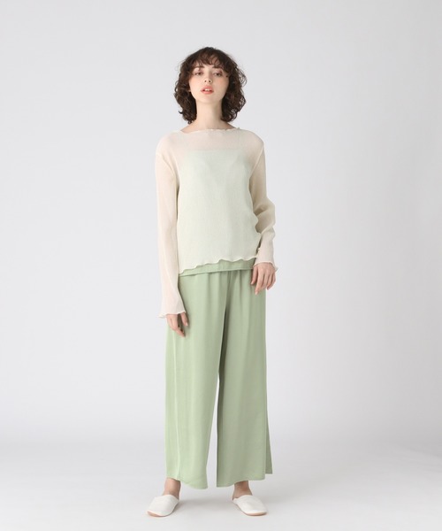 bijorie（ビジュリィ）の「サテンワイドパンツ（ルームウェア/パジャマ・レディース・ラベンダー/ミント/ネイビー・FREE）」の21枚目の写真