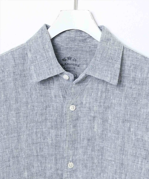 ADAM ET ROPE'（アダムエロペ）の「ベルギーリネン セミワイドカラーシャツ（シャツ/ブラウス・メンズ・ブラック/ホワイト系その他2/ブルー系その他5・S/M/L）」の5枚目の写真