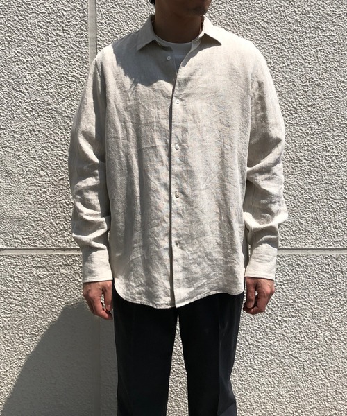 ADAM ET ROPE'（アダムエロペ）の「ベルギーリネン セミワイドカラーシャツ（シャツ/ブラウス・メンズ・ブラック/ホワイト系その他2/ブルー系その他5・S/M/L）」の15枚目の写真