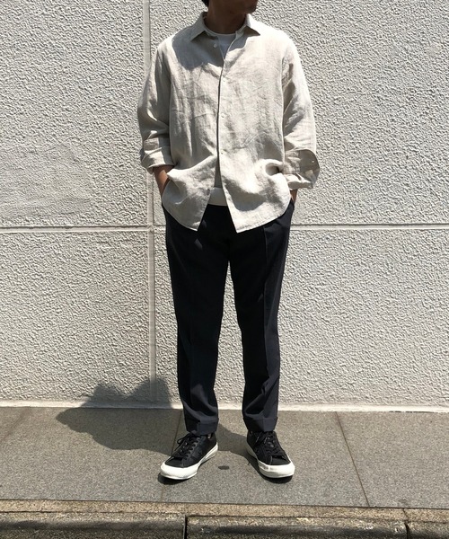 ADAM ET ROPE'（アダムエロペ）の「ベルギーリネン セミワイドカラーシャツ（シャツ/ブラウス・メンズ・ブラック/ホワイト系その他2/ブルー系その他5・S/M/L）」の14枚目の写真