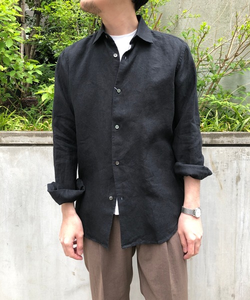 ADAM ET ROPE'（アダムエロペ）の「ベルギーリネン セミワイドカラーシャツ（シャツ/ブラウス・メンズ・ブラック/ホワイト系その他2/ブルー系その他5・S/M/L）」の13枚目の写真