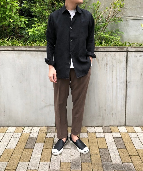 ADAM ET ROPE'（アダムエロペ）の「ベルギーリネン セミワイドカラーシャツ（シャツ/ブラウス・メンズ・ブラック/ホワイト系その他2/ブルー系その他5・S/M/L）」の11枚目の写真