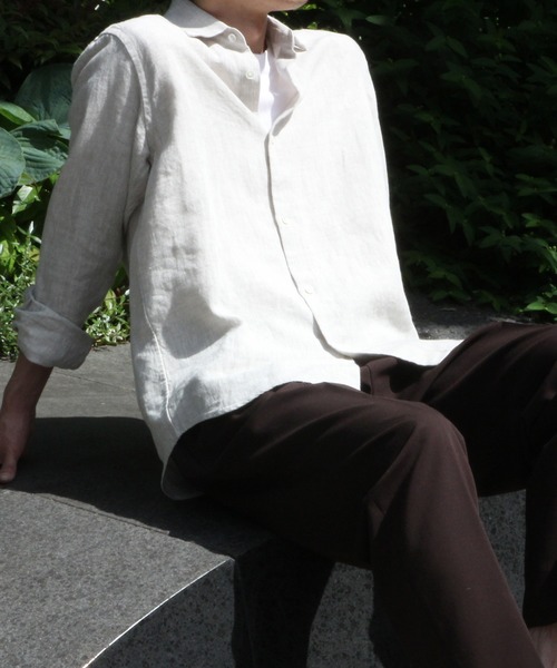 ADAM ET ROPE'（アダムエロペ）の「ベルギーリネン セミワイドカラーシャツ（シャツ/ブラウス・メンズ・ブラック/ホワイト系その他2/ブルー系その他5・S/M/L）」の20枚目の写真