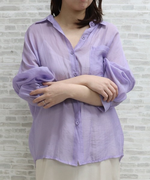 ap retro（アプレトロ）の「シアービックシャツ【ZOZO限定アイテム】（シャツ/ブラウス・レディース・パープル/ピンク/グリーン/アイボリー・FREE）」の3枚目の写真