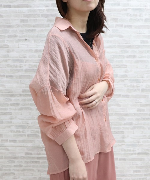 ap retro（アプレトロ）の「シアービックシャツ【ZOZO限定アイテム】（シャツ/ブラウス・レディース・パープル/ピンク/グリーン/アイボリー・FREE）」の4枚目の写真