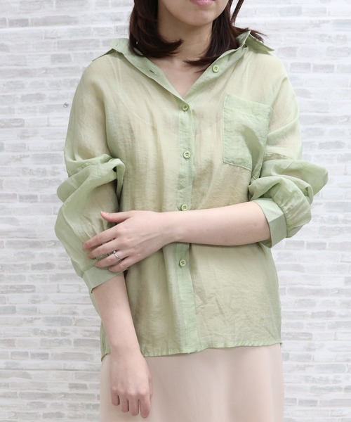 ap retro（アプレトロ）の「シアービックシャツ【ZOZO限定アイテム】（シャツ/ブラウス・レディース・パープル/ピンク/グリーン/アイボリー・FREE）」の2枚目の写真