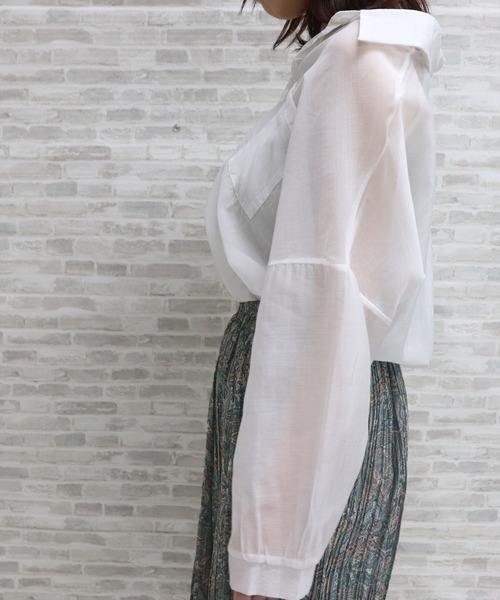 ap retro（アプレトロ）の「シアービックシャツ【ZOZO限定アイテム】（シャツ/ブラウス・レディース・パープル/ピンク/グリーン/アイボリー・FREE）」の5枚目の写真