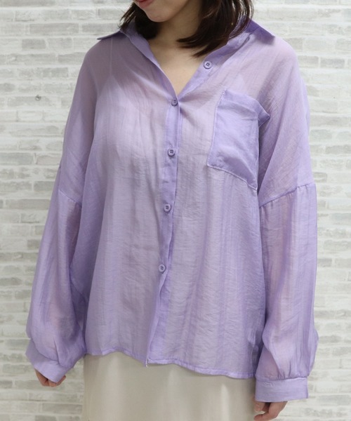 ap retro（アプレトロ）の「シアービックシャツ【ZOZO限定アイテム】（シャツ/ブラウス・レディース・パープル/ピンク/グリーン/アイボリー・FREE）」の15枚目の写真