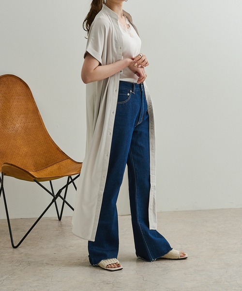 Ambre Neige(アンブルネージュ)の「バックプリーツシャツワンピース/【WEB/EC限定商品】(シャツワンピース・レディース・ベージュ/グレー/カーキ・FREE)」の5枚目の写真