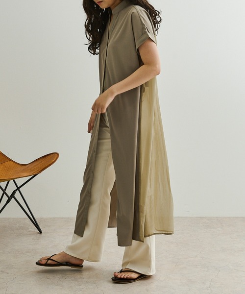 Ambre Neige(アンブルネージュ)の「バックプリーツシャツワンピース/【WEB/EC限定商品】(シャツワンピース・レディース・ベージュ/グレー/カーキ・FREE)」の14枚目の写真