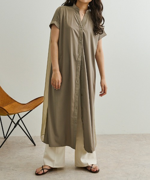 Ambre Neige(アンブルネージュ)の「バックプリーツシャツワンピース/【WEB/EC限定商品】(シャツワンピース・レディース・ベージュ/グレー/カーキ・FREE)」の13枚目の写真