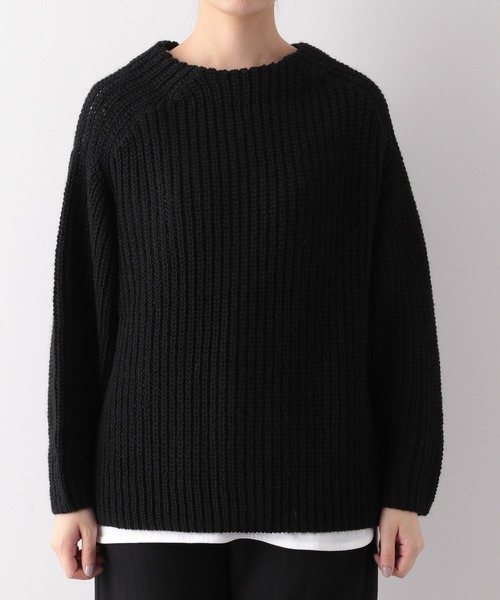 LEPSIM（レプシィム）の「【お家で洗える】3Gイタリアニット　885029（ニット/セーター・レディース・グレイッシュベージュ/レッドパープル/ブラック/ネイビー・FREE）」の9枚目の写真