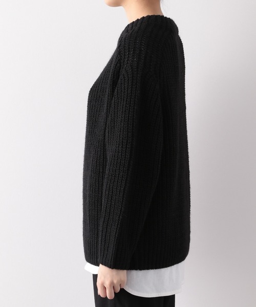 LEPSIM（レプシィム）の「【お家で洗える】3Gイタリアニット　885029（ニット/セーター・レディース・グレイッシュベージュ/レッドパープル/ブラック/ネイビー・FREE）」の10枚目の写真