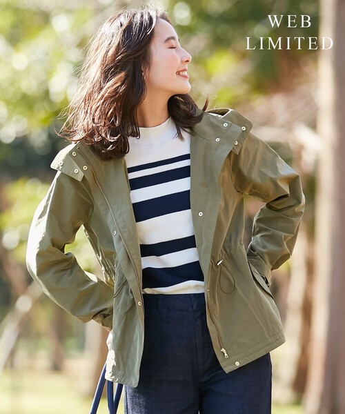 J.PRESS Ladies(J.プレス レディス)の「【WEB限定色あり】洗えるヒーリングタフタ ショートブルゾン(ブルゾン・レディース・アイボリー系/グリーン系・XS)」の2枚目の写真