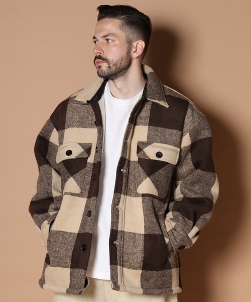 JACKROSE（ジャックローズ）の「JE-BIG.バッファローチェック.CPO裏ボアジャケット（ブルゾン・メンズ・ベージュ/ブラック/レッド・M/L）」の11枚目の写真