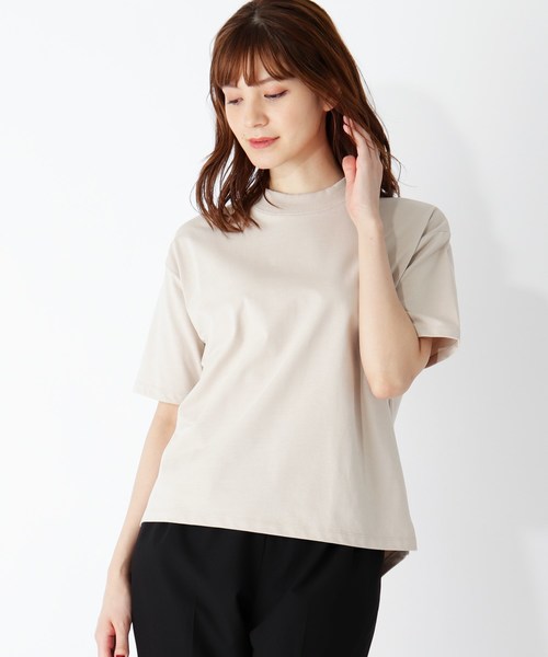 grove(グローブ)の「【S~LL】バックラウンドヘムハイネック5分袖プルオーバー(Tシャツ/カットソー・レディース・ブラック/ベージュ/キャメル・01/02/03/04)」の3枚目の写真