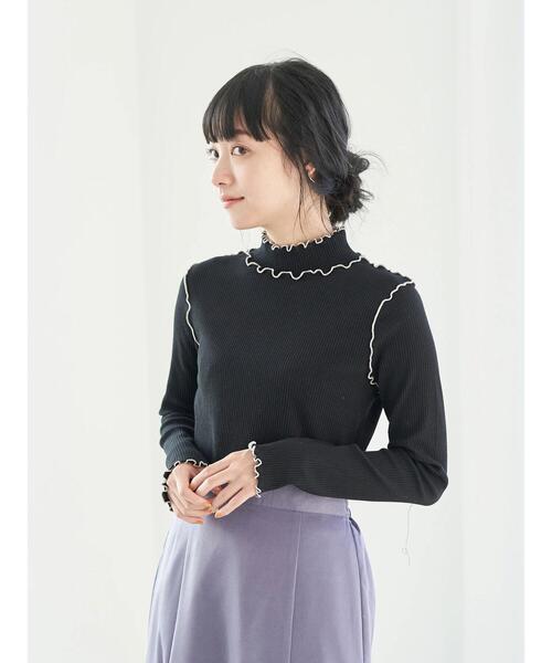 earth music&ecology（アースミュージックアンドエコロジー）の「配色メローリブプルオーバー　＊（Tシャツ/カットソー・レディース・アイボリー/ブラック/ベージュ/モカ・FREE）」の10枚目の写真
