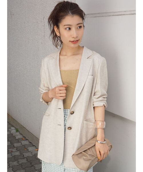 MERCURYDUO(マーキュリーデュオ)の「リネンセットインジャケット(テーラードジャケット・レディース・アイボリー/ライム・FREE)」の5枚目の写真